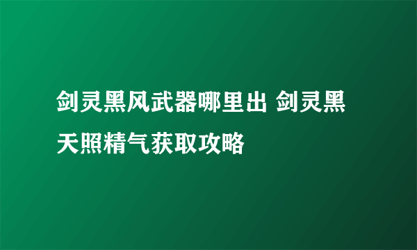 剑灵黑风武器哪里出 剑灵黑天照精气获取攻略