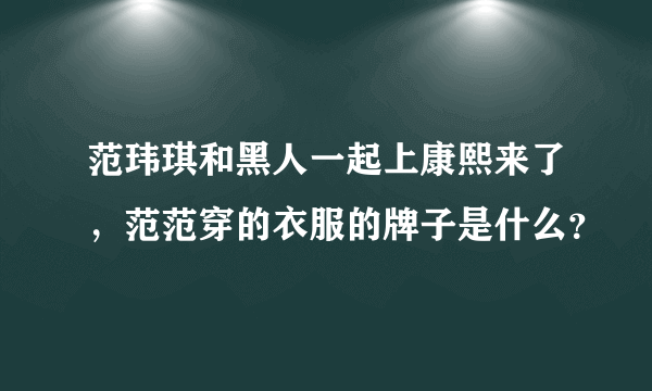 范玮琪和黑人一起上康熙来了，范范穿的衣服的牌子是什么？