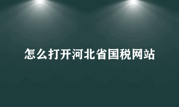 怎么打开河北省国税网站