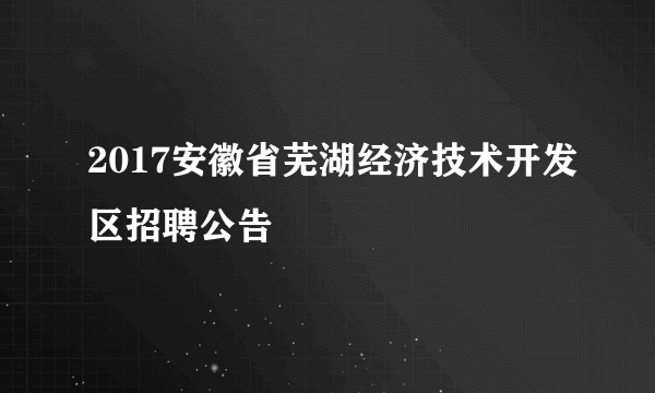 2017安徽省芜湖经济技术开发区招聘公告