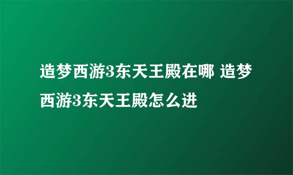 造梦西游3东天王殿在哪 造梦西游3东天王殿怎么进