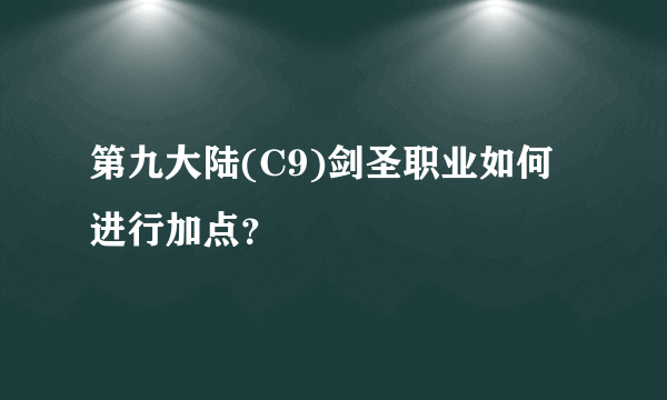 第九大陆(C9)剑圣职业如何进行加点？