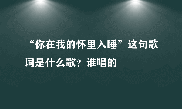 “你在我的怀里入睡”这句歌词是什么歌？谁唱的