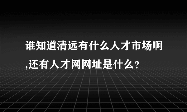 谁知道清远有什么人才市场啊,还有人才网网址是什么？