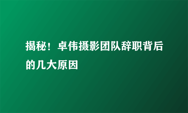 揭秘！卓伟摄影团队辞职背后的几大原因