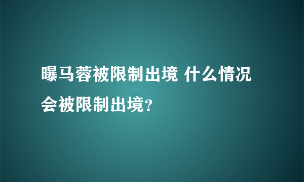 曝马蓉被限制出境 什么情况会被限制出境？