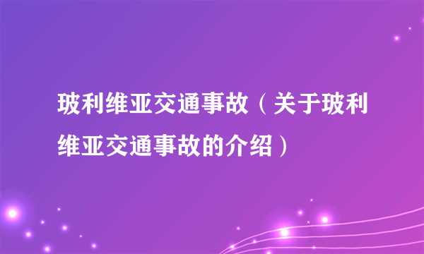 玻利维亚交通事故（关于玻利维亚交通事故的介绍）