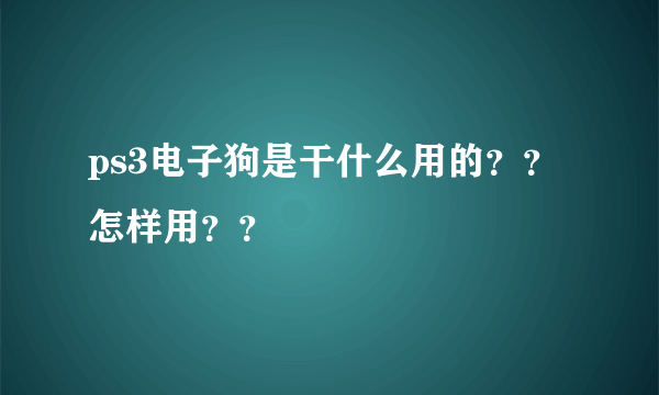 ps3电子狗是干什么用的？？怎样用？？