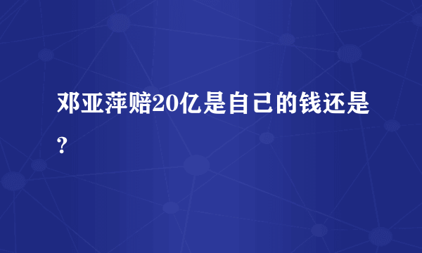 邓亚萍赔20亿是自己的钱还是?