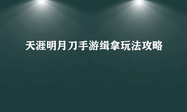 天涯明月刀手游缉拿玩法攻略