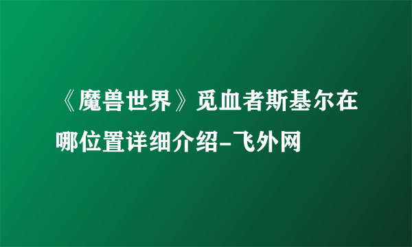 《魔兽世界》觅血者斯基尔在哪位置详细介绍-飞外网