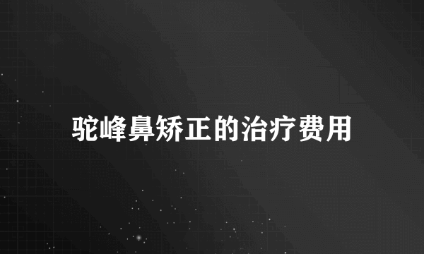 驼峰鼻矫正的治疗费用