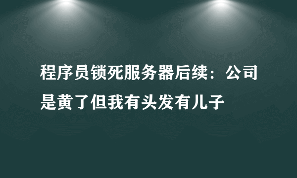 程序员锁死服务器后续：公司是黄了但我有头发有儿子