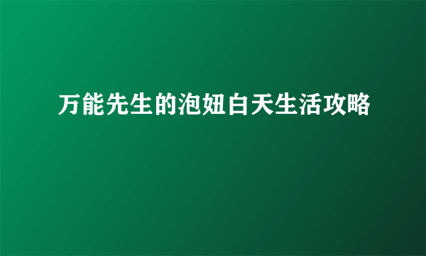 万能先生的泡妞白天生活攻略