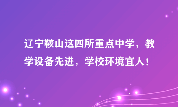 辽宁鞍山这四所重点中学，教学设备先进，学校环境宜人！