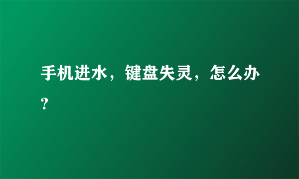 手机进水，键盘失灵，怎么办？