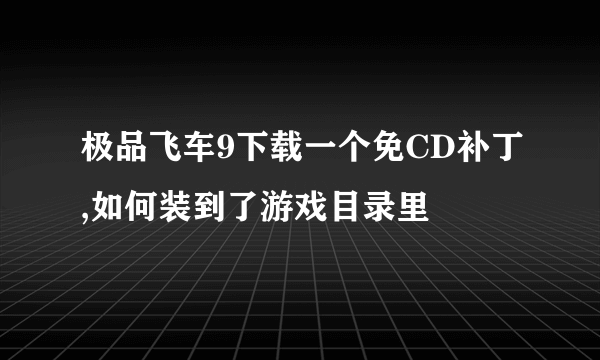 极品飞车9下载一个免CD补丁,如何装到了游戏目录里