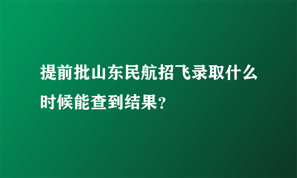 提前批山东民航招飞录取什么时候能查到结果？