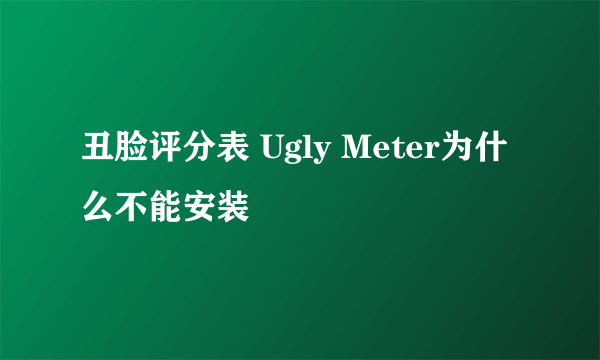 丑脸评分表 Ugly Meter为什么不能安装