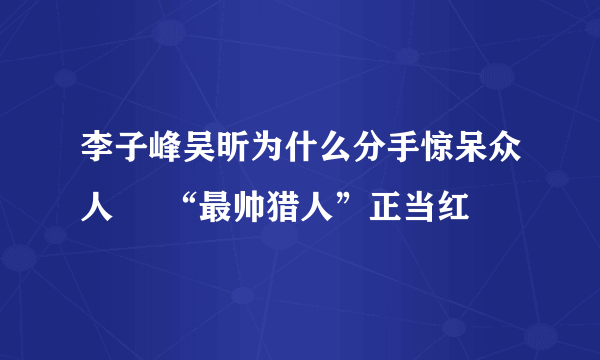 李子峰吴昕为什么分手惊呆众人     “最帅猎人”正当红