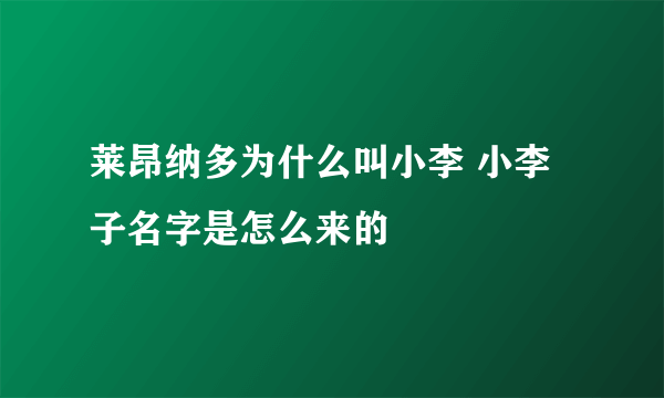 莱昂纳多为什么叫小李 小李子名字是怎么来的