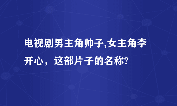 电视剧男主角帅子,女主角李开心，这部片子的名称?