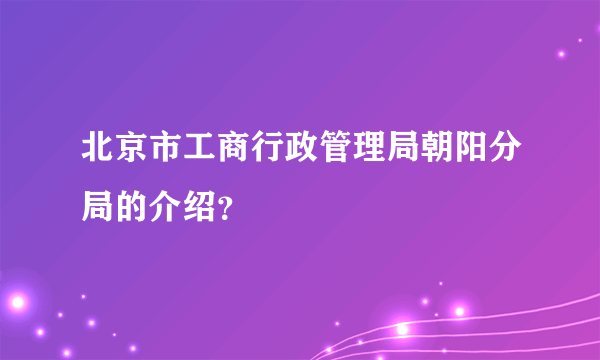 北京市工商行政管理局朝阳分局的介绍？