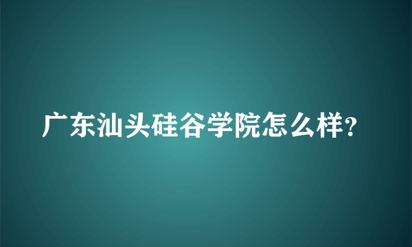 广东汕头硅谷学院怎么样？