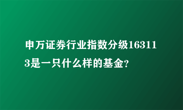 申万证券行业指数分级163113是一只什么样的基金？