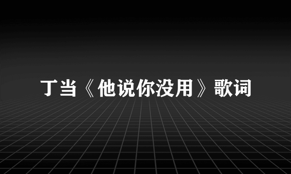 丁当《他说你没用》歌词