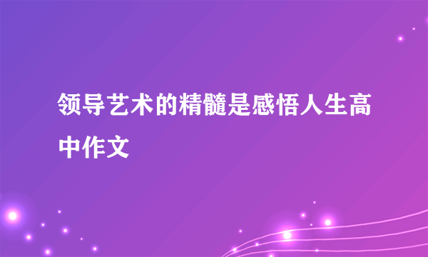 领导艺术的精髓是感悟人生高中作文