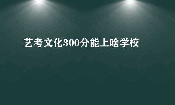 艺考文化300分能上啥学校