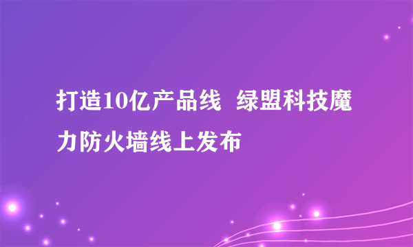 打造10亿产品线  绿盟科技魔力防火墙线上发布