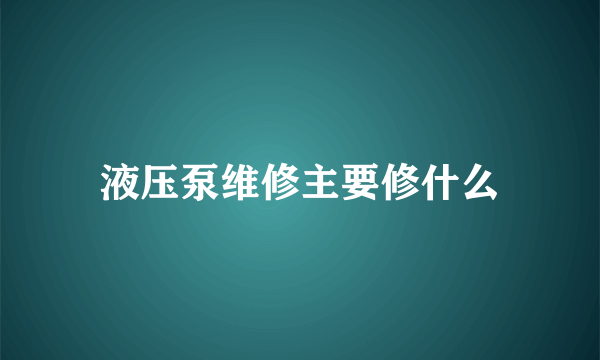 液压泵维修主要修什么