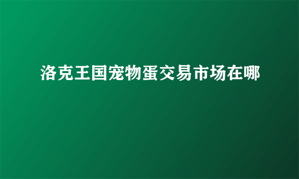 洛克王国宠物蛋交易市场在哪