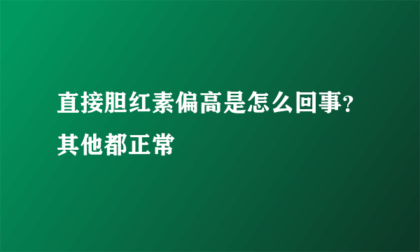 直接胆红素偏高是怎么回事？其他都正常