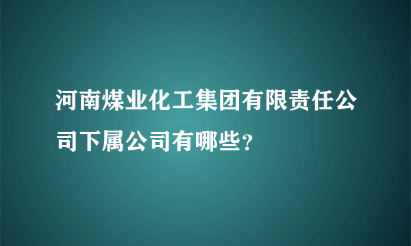 河南煤业化工集团有限责任公司下属公司有哪些？