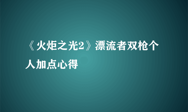 《火炬之光2》漂流者双枪个人加点心得