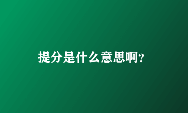 提分是什么意思啊？