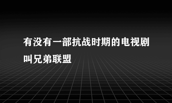 有没有一部抗战时期的电视剧叫兄弟联盟