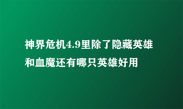 神界危机4.9里除了隐藏英雄和血魔还有哪只英雄好用