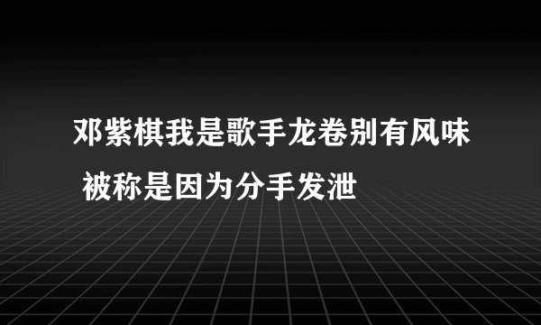 邓紫棋我是歌手龙卷别有风味 被称是因为分手发泄