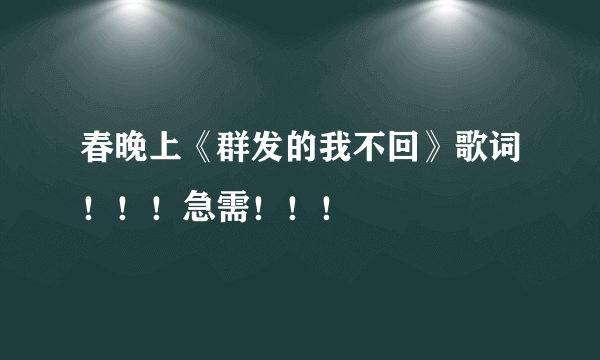 春晚上《群发的我不回》歌词！！！急需！！！