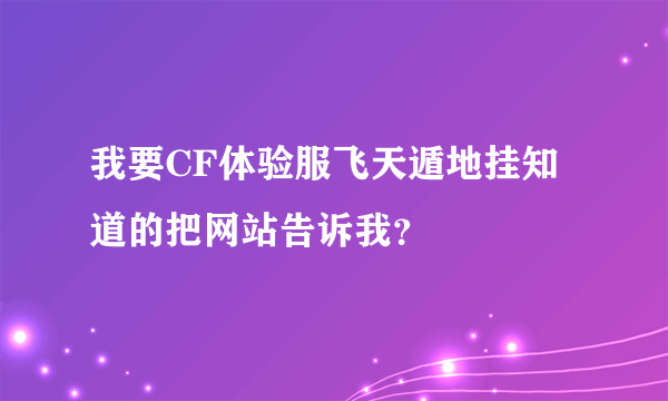 我要CF体验服飞天遁地挂知道的把网站告诉我？