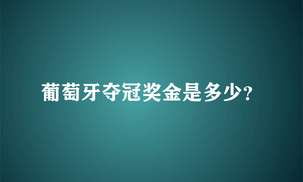 葡萄牙夺冠奖金是多少？