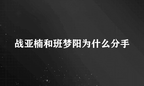 战亚楠和班梦阳为什么分手