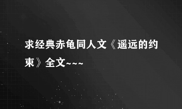 求经典赤龟同人文《遥远的约束》全文~~~