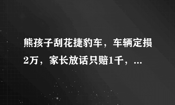 熊孩子刮花捷豹车，车辆定损2万，家长放话只赔1千，怎么回事？