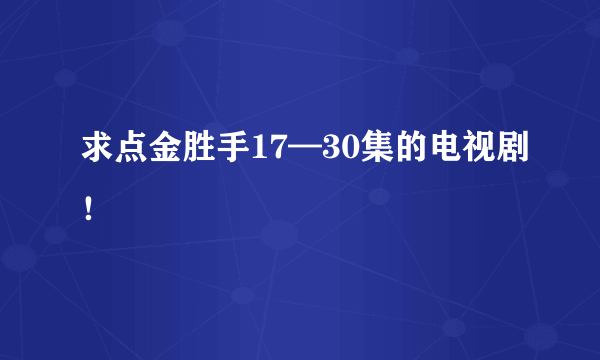 求点金胜手17—30集的电视剧！