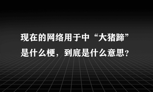 现在的网络用于中“大猪蹄”是什么梗，到底是什么意思？